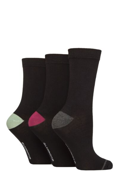 3 Pair Contrast Heel and Toe Bamboo Socks Women's- Glenmuir