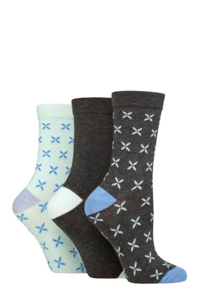 Women's 3 Pair Glenmuir Patterned Bamboo Socks