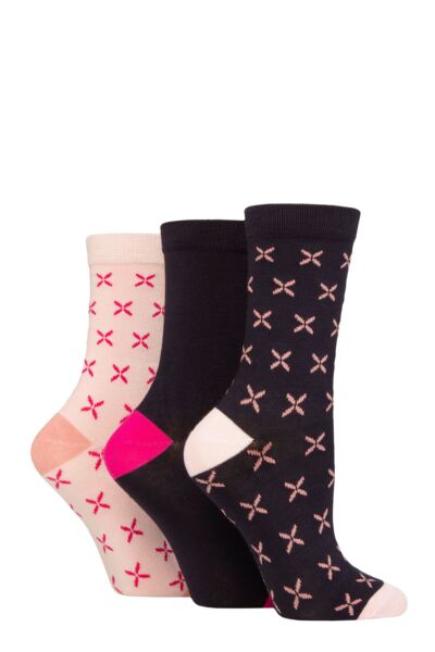 Women's 3 Pair Glenmuir Patterned Bamboo Socks