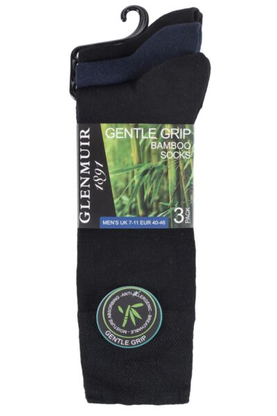 3 Pair Plain Comfort Cuff Socks Men's - Glenmuir