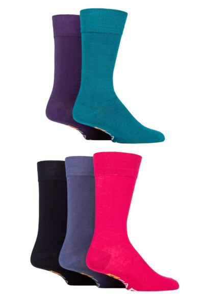5 Pair Classic Plain Bamboo Socks Men's - Farah