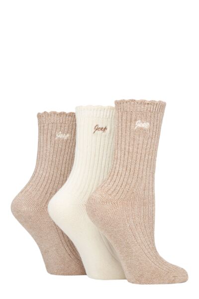 Women's 3 Pair Jeep Bamboo Scalloped Top Socks