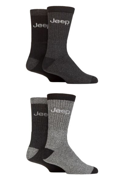 Mens 4 Pair Jeep Marl Regenerated Cotton Boot Socks