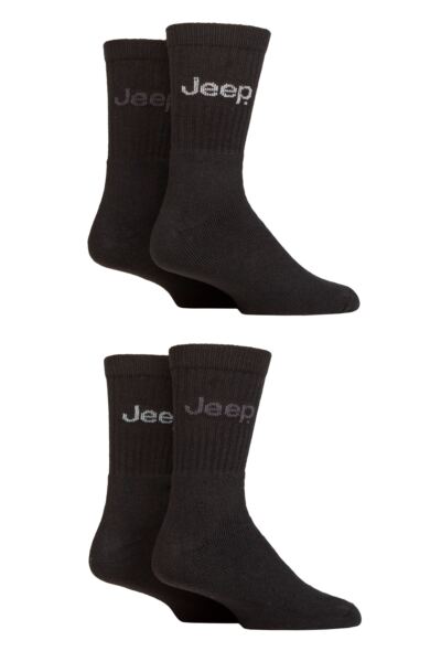 Mens 4 Pair Jeep Plain Regenerated Cotton Boot Socks