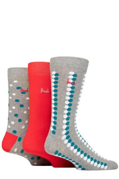 Mens 3 Pair Pringle Cotton and Recycled Polyester Patterned Socks