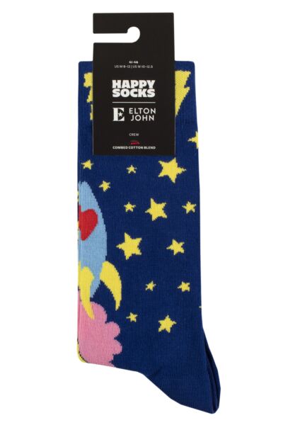 Mens and Women's 1 Pair Happy Socks Elton John Rocket Man Socks