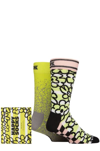 Mens and Women's 2 Pair Happy Socks Party Gift Boxed Socks