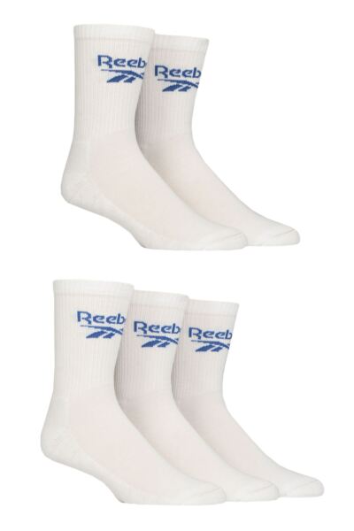 Mens and Women's 5 Pair Reebok Foundation Cotton Crew Socks