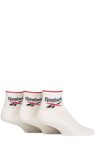 Mens and Women's 3 Pair Reebok Essentials Cotton Ankle Socks with Arch Support