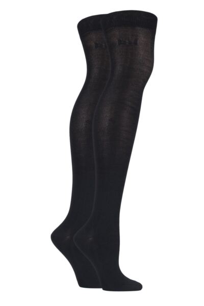 2 Pair Plain Bamboo Over The Knee Socks Women's - Elle