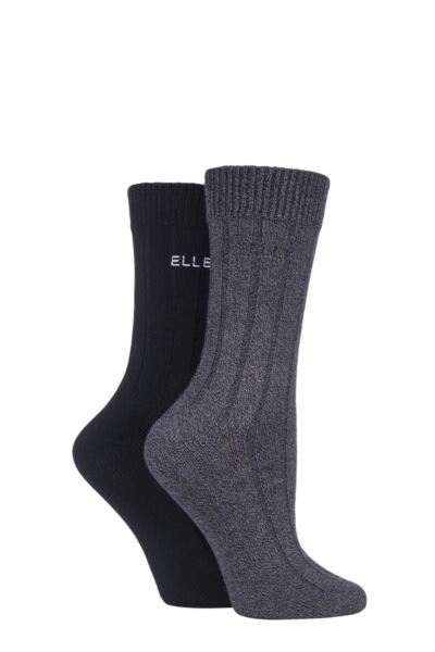 2 Pair Ribbed Bamboo Boot Socks Women's - Elle