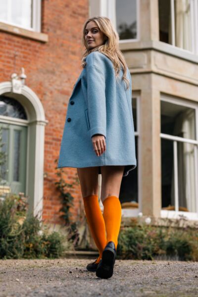 2 Pair Bamboo Striped and Plain Knee High Socks Women's - Elle