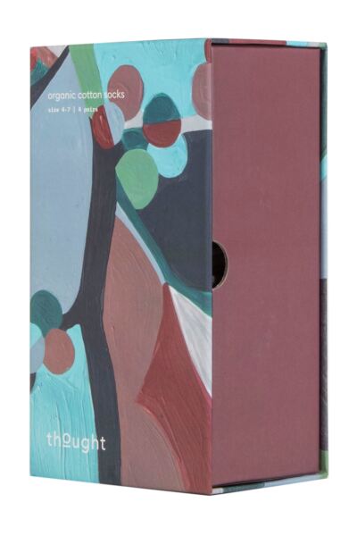 Women's 4 Pair Thought Carole Christmas Organic Cotton Gift Boxed Socks