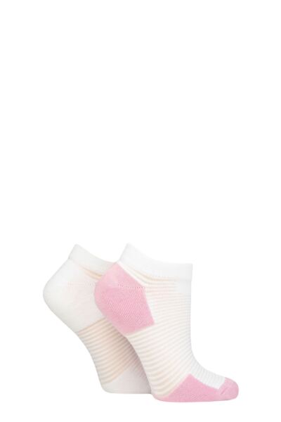 2 Pair Bamboo Sheer Stripe Cushioned Heel and Toe No-Show Socks Women's - Elle