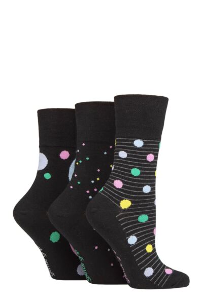 Women's 3 Pair Gentle Grip Colourburst Socks