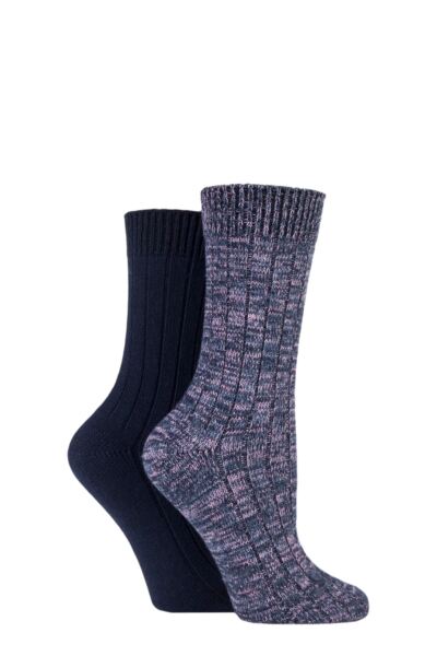 Women's 2 Pair Elle Chunky Rib Cotton Boot Socks