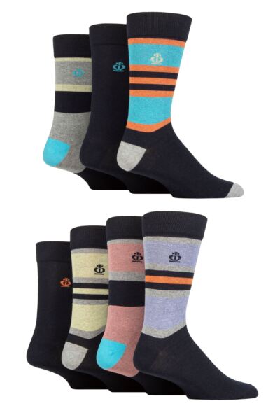 Mens 7 Pair Jeff Banks Recycled Cotton Patterned Socks