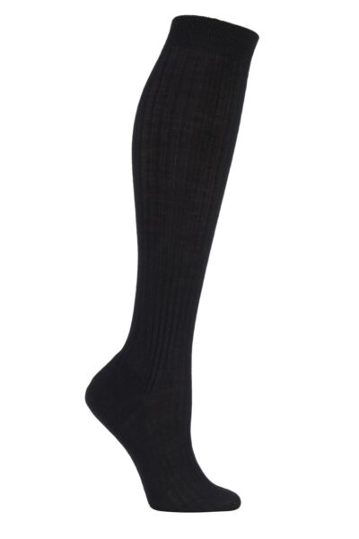 1 Pair Classic Merino Wool Ribbed Knee High Socks Women's - Pantherella