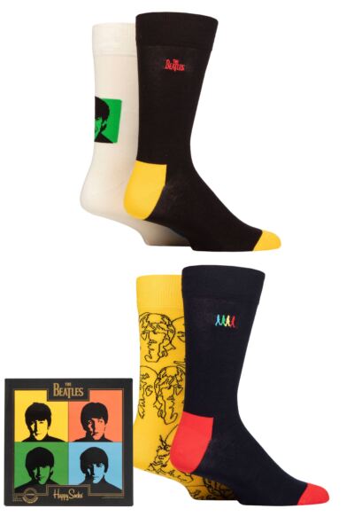 Mens and Women's 4 Pair Happy Socks Beatles Gift Boxed Socks