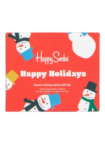 Mens and Women's 2 Pair Happy Socks Snowman Gift Boxed Socks