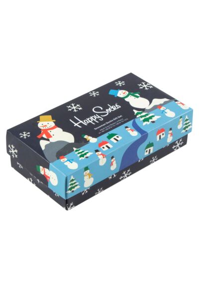 Mens and Women's 3 Pair Happy Socks Snowman Gift Boxed Socks