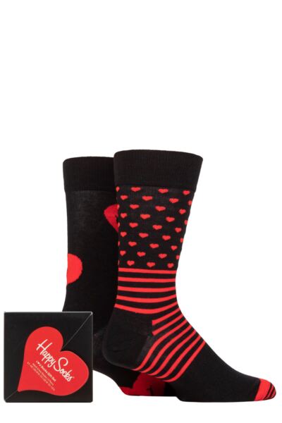 Mens and Women's 2 Pair Happy Socks I Heart you Gift Boxed Socks