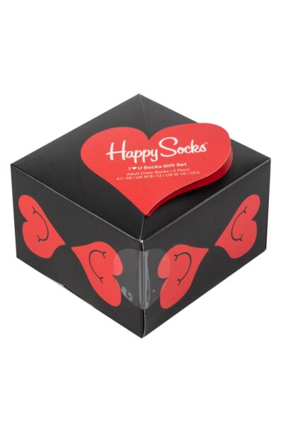 Mens and Women's 2 Pair Happy Socks I Heart you Gift Boxed Socks