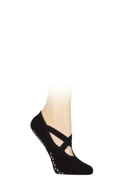 1 Pair Full Toe Organic Cotton Chloe Ballet Slippers Socks with Grip Women's - Tavi Noir