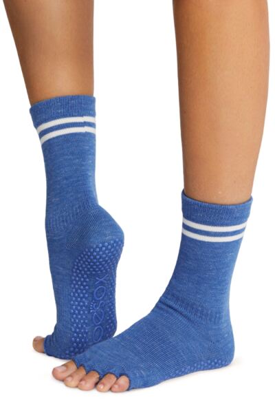 Women's 1 Pair ToeSox Organic Cotton Full Toe Grip Crew Socks